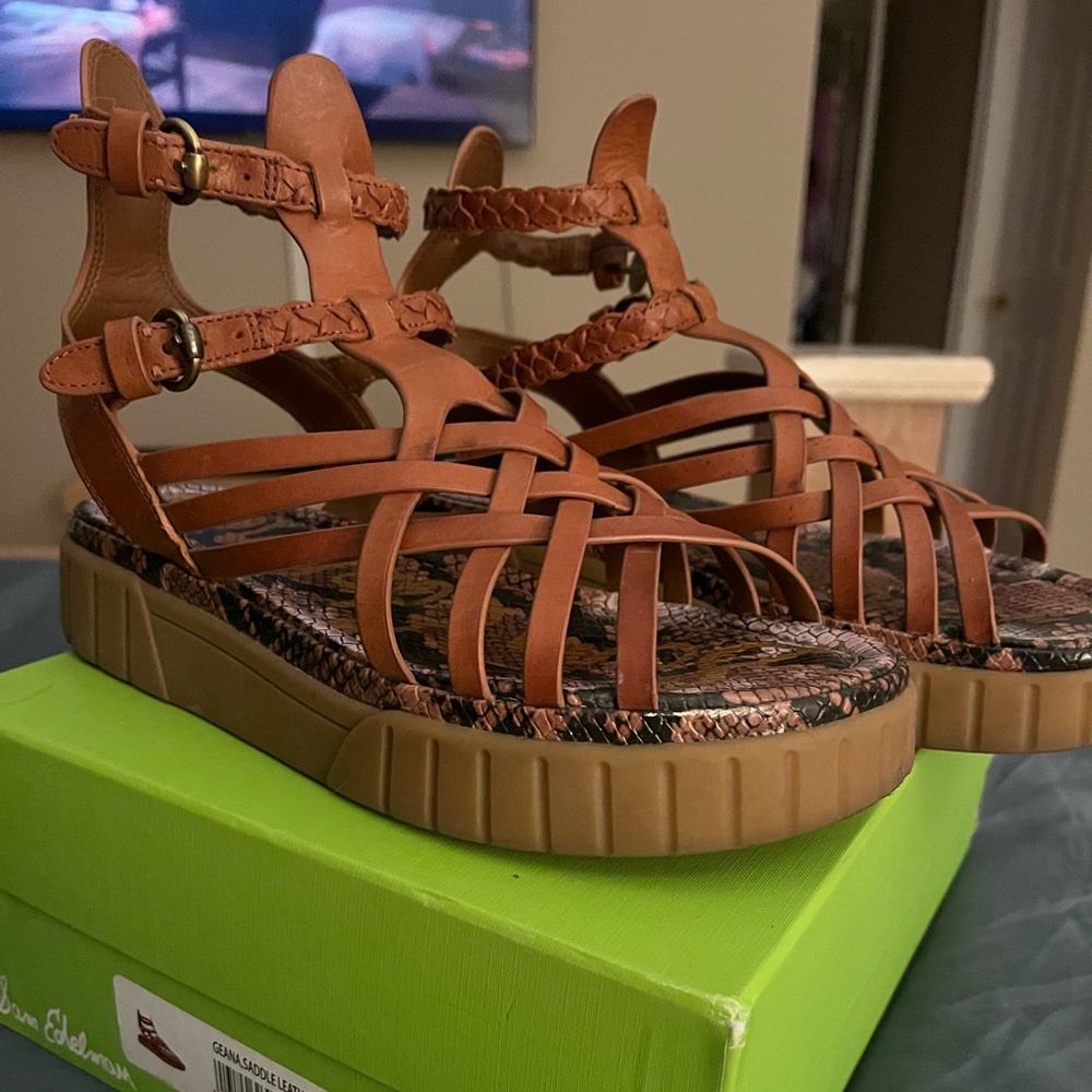 Sam Edelman Tan Leather Sandals Strappy Design